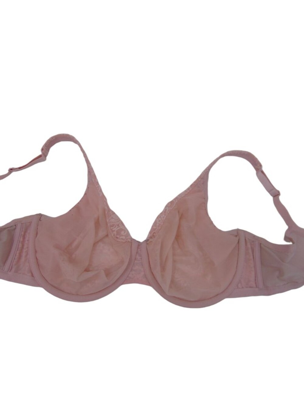 Cacique Light Pink Lace Sheer Bra 42DD 42 DD Unpadded Underwire Floral - Picture 7 of 11